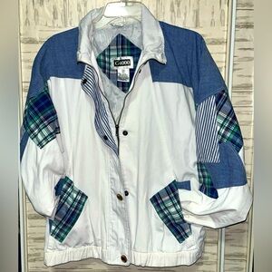 Vintage G4000 90s Patchwork Plaid Oversized Womens Medium Jacket Full Zip